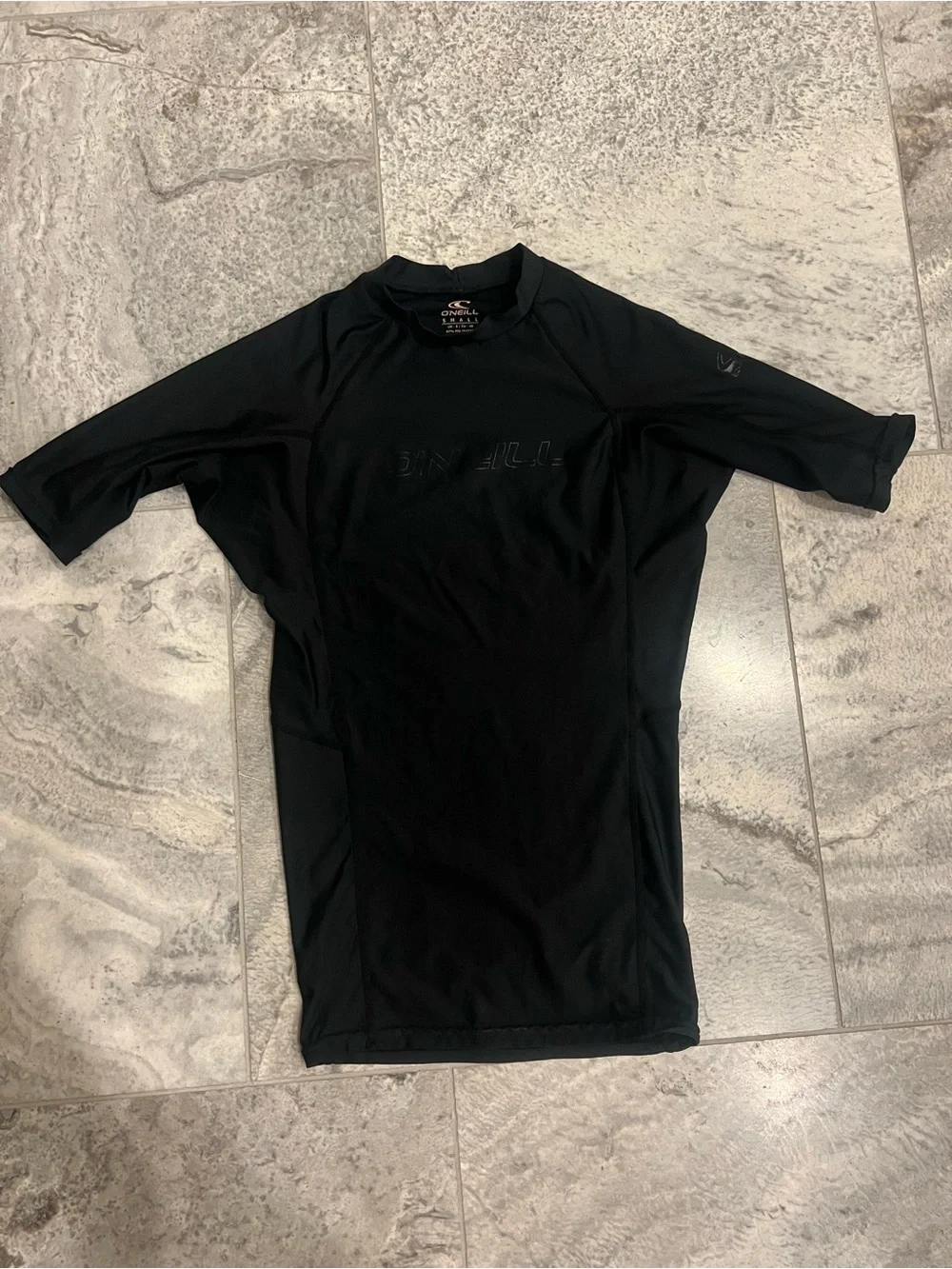 O'Neill Men's Black Short-Sleeve Rash Guard Swim Top